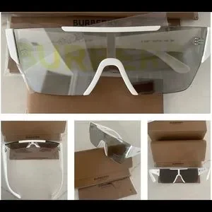 BURBERRY SHIELDS WITH SILVER & GOLD BURBERRY WRITTEN ON MIRROR LENSES SUNNIES Burberry | Accessories | Burberry Shields With Silver Gold  main image 2
